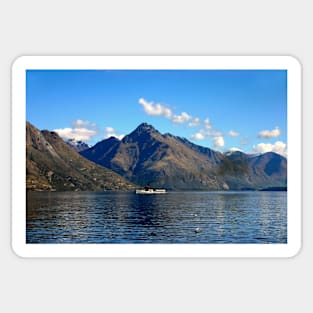 Steamship on New Zealand Lake Sticker